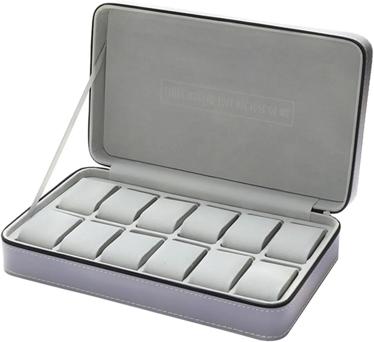 Watch Box Organizer Watch Organizer Premium PU Leather Zipper Watch Box Jewelry Display Case for Table Dresser Men Women, 12 Location