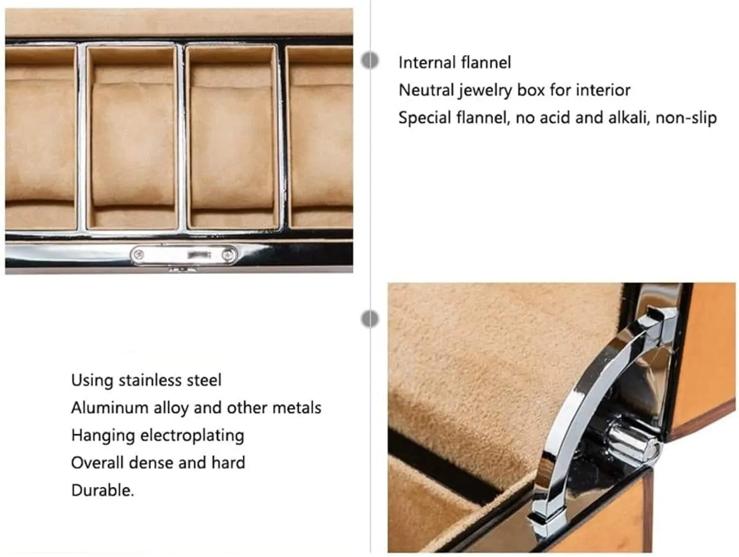 Watch Box Watch Case Watch Stand Watch Winder 4 Grids Solid Wood Watch Box Case Professional Holder Organizer for Clock Watches Jewelry Watch Case Display,C,25X14X10.2cm