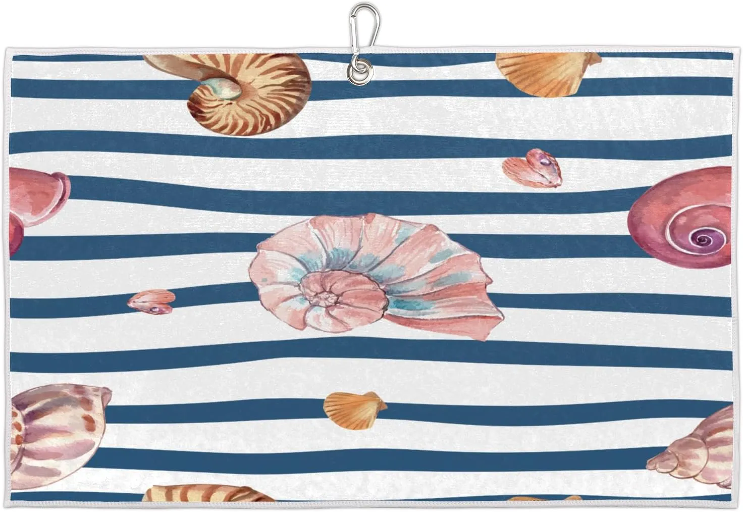Watercolour Conch Line Golf Towel with Heavy Duty Carabiner Clip Quick Dry Ultra Absorbent Club Ball Cleaning Towel Golf Accessories for Men Women