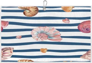 Watercolour Conch Line Golf Towel with Heavy Duty Carabiner Clip Quick Dry Ultra Absorbent Club Ball Cleaning Towel Golf Accessories for Men Women