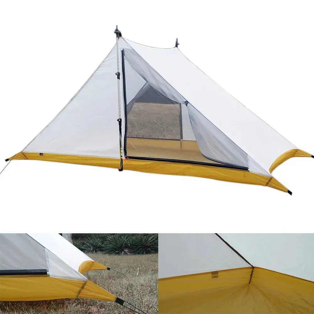 Waterproof 2-Person Rodless Tent - Professional 20D Silnylon Ultralight 4-Season Camping Tent