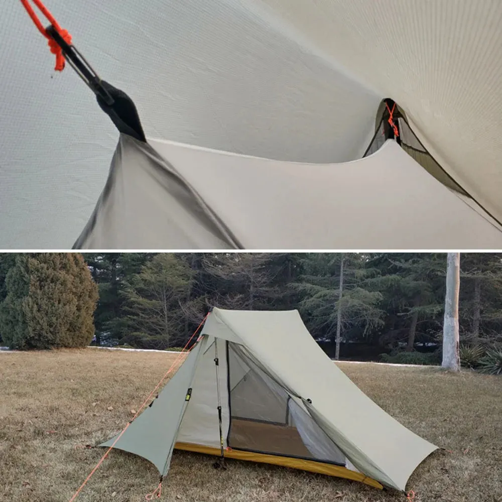 Waterproof 2-Person Rodless Tent - Professional 20D Silnylon Ultralight 4-Season Camping Tent