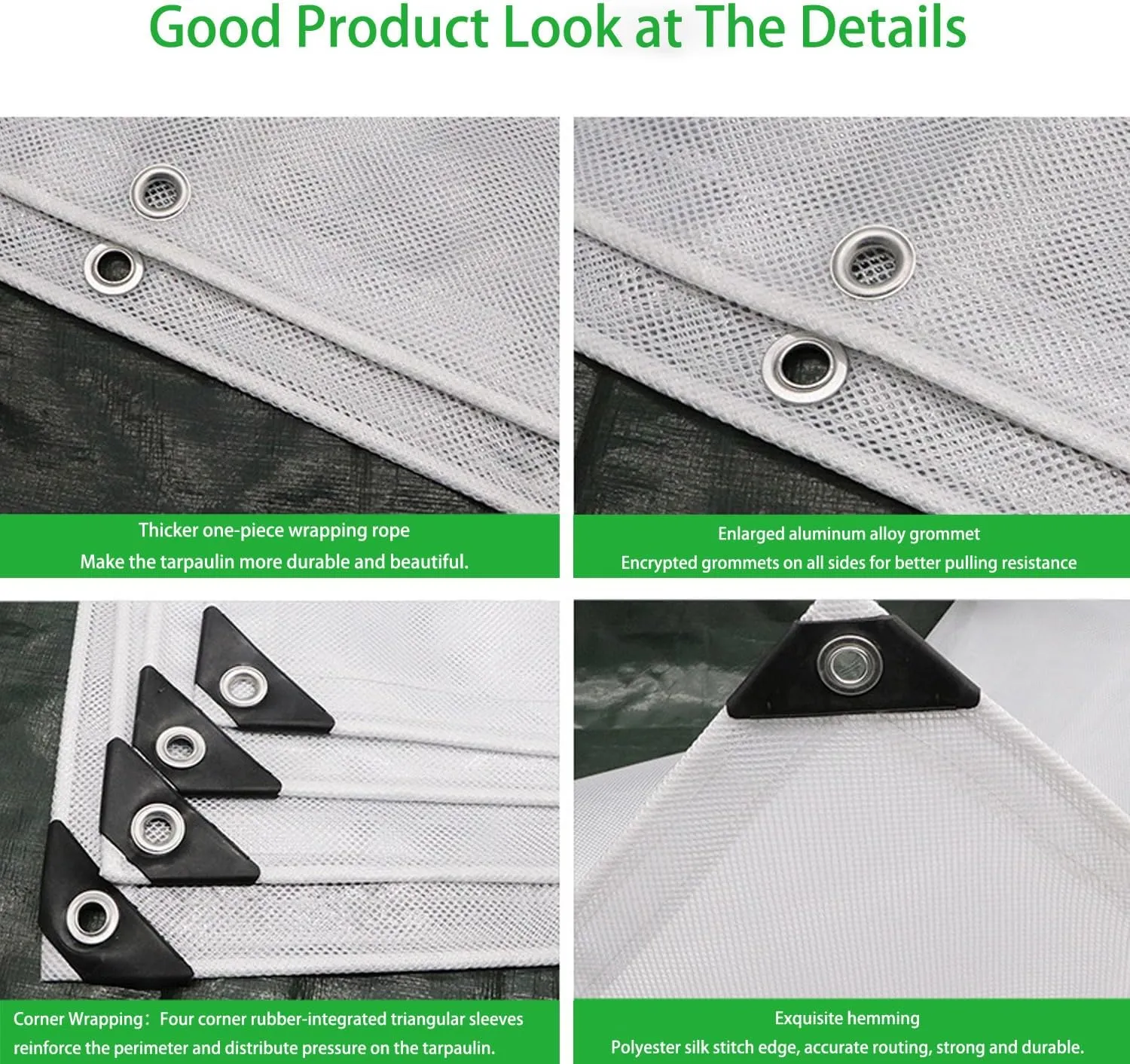 Waterproof Tarps for Outdoors Tent Cover Camping Tarp for Under Tent Multi Purpose Protective Cover Durable Waterproof Weather Proof Rip and Tear Resistant 2.46ft x 6.56ft White