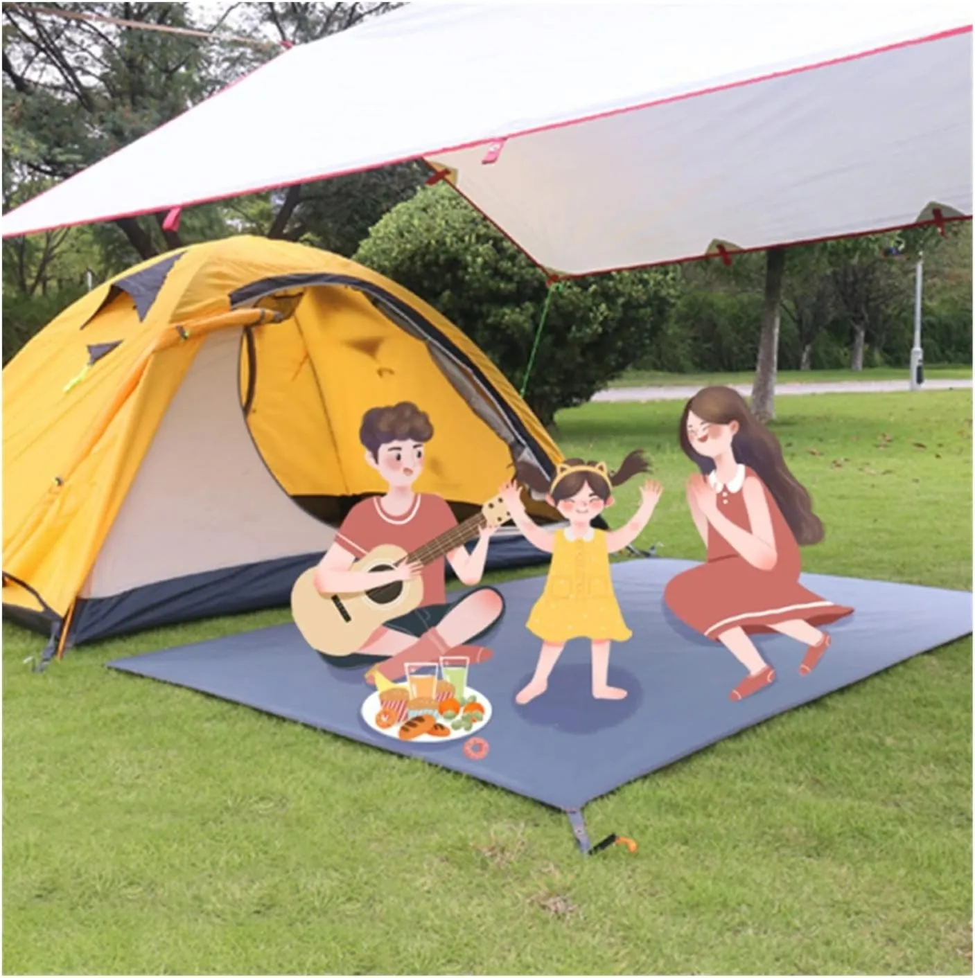 Watertight Camping Tarp Thicken Picnic Mat Durable Beach Pad Multifunctional Tent Footprint Sun Canopy Ground Sheet for Hiking (Color : /, Size : L)