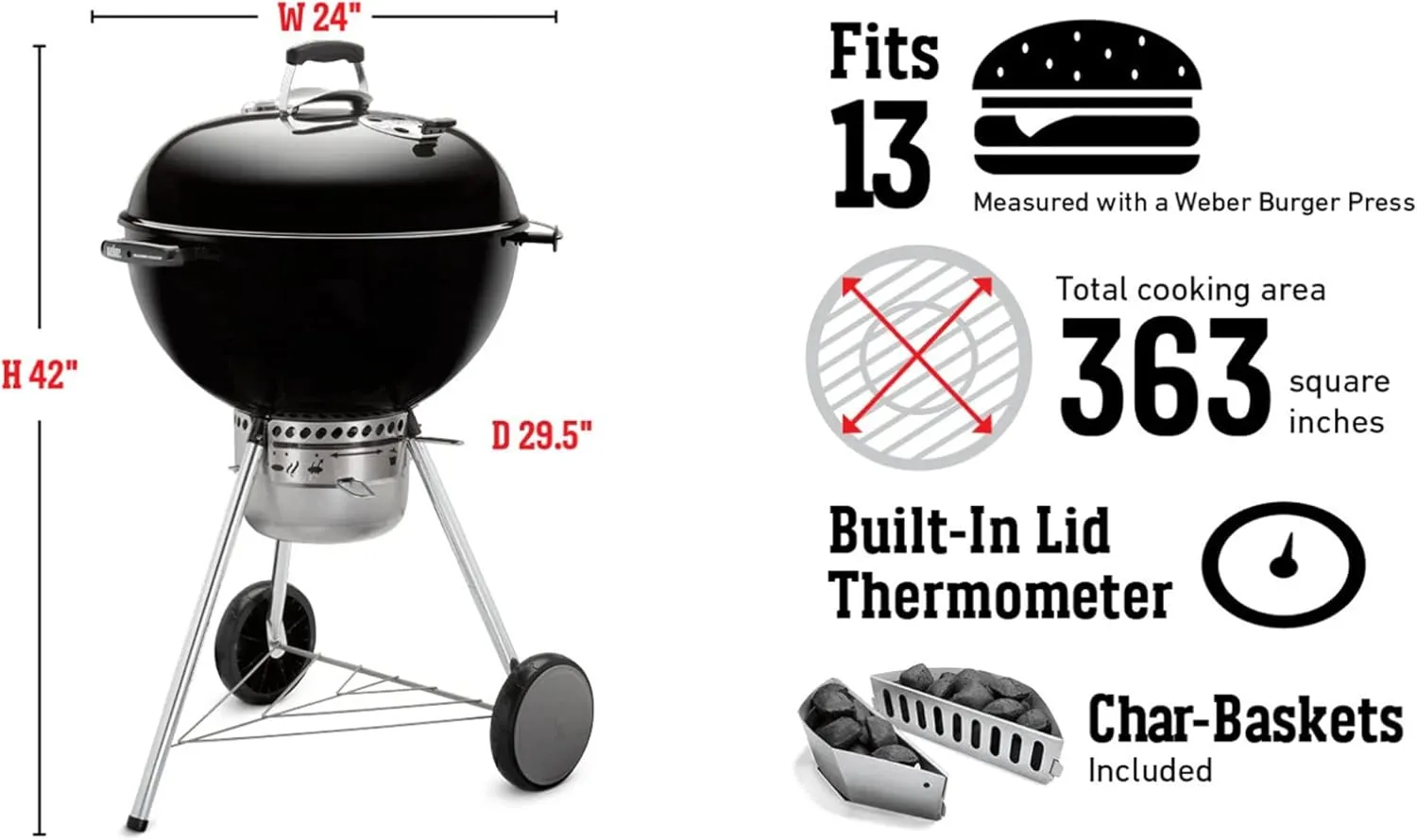 Weber Master-Touch 22" Charcoal Grill, Slate Blue