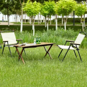 weight 3-Piece Folding Outdoor Table Set with 2 Chairs - Portable Aluminum Roll-Up Square Design compatible with Camping, Picnics, and Travel