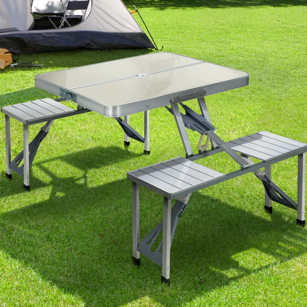 Weisshorn Camping Table with Chairs Folding Outdoor Picnic Beach BBQ 85CM