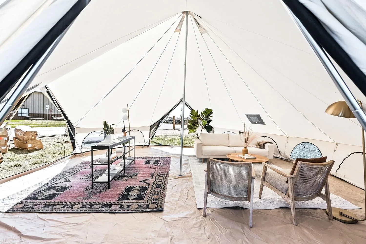 WHITEDUCK Avalon Optimus Canvas Bell Tent 23' (7M)- Luxury All Season Tent for Camping & Glamping Made from Premium & Breathable 100% Cotton Canvas w/Stove Jack, Mesh