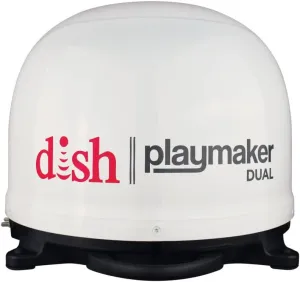 Winegard PL-8000 White Dish Playmaker HD Satellite Antenna Dual Receiver Capability, Optional RV Roof Mount