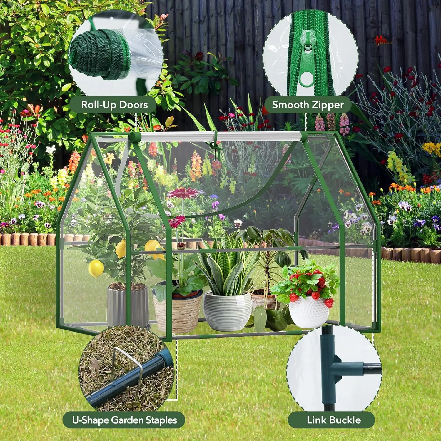 Wironlst Mini Greenhouse for Outdoors Indoor, Small Greenhouse with Innovative Dual Open Doors, Portable Garden Tent for Plants Protection (Transparent, 51"(L)*35.4(W)*35.4"(H))