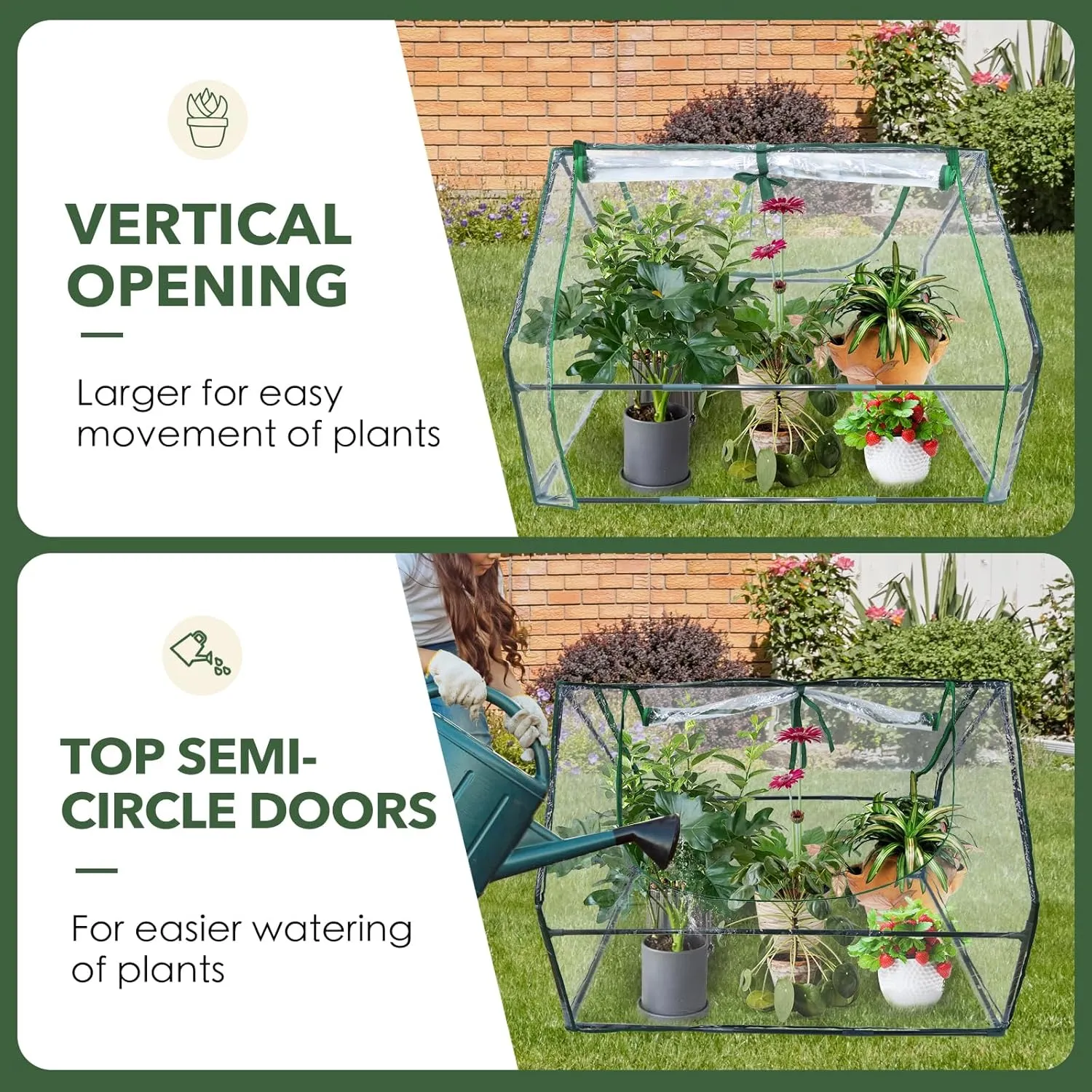 Wironlst Mini Greenhouse for Outdoors Indoor, Small Greenhouse with Innovative Dual Open Doors, Portable Garden Tent for Plants Protection (Transparent, 51"(L)*35.4(W)*35.4"(H))