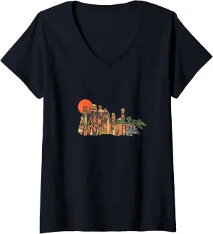Womens Family Butte Utah Camping Rock Climbing Desert Sunset V-Neck T-Shirt