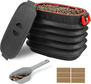 Wood Pellet Storage Containers with Scoop & Stickers Kit - Pellet Bin Pellet Bucket - Pellet Containers for Grill Pellet - Smoker Pellet Storage Pellet Grill Accessory - Black