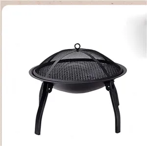 XCHEN Cooking tea and roasting stove around the stove, household outdoor charcoal grill, courtyard pot, folding portable campfire, Black, 159753