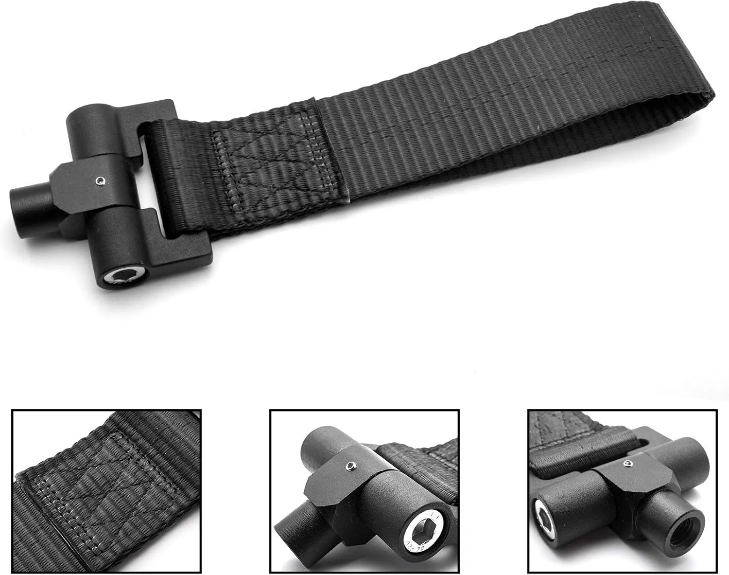 Xotic Tech Black Track Racing Towing Strap w/Tow Hole Adapter Compatible with Porsche Carrera 911 991 2013-up