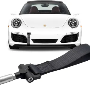 Xotic Tech Black Track Racing Towing Strap w/Tow Hole Adapter Compatible with Porsche Carrera 911 991 2013-up