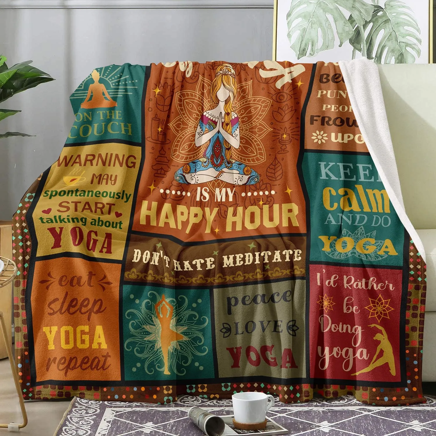 Yoga Gifts for Women Blanket 60"x50", Pilates Lover Gifts Ideas, Yoga Gifts for Yoga Instructor Teacher, Zen Meditation Gift Throws