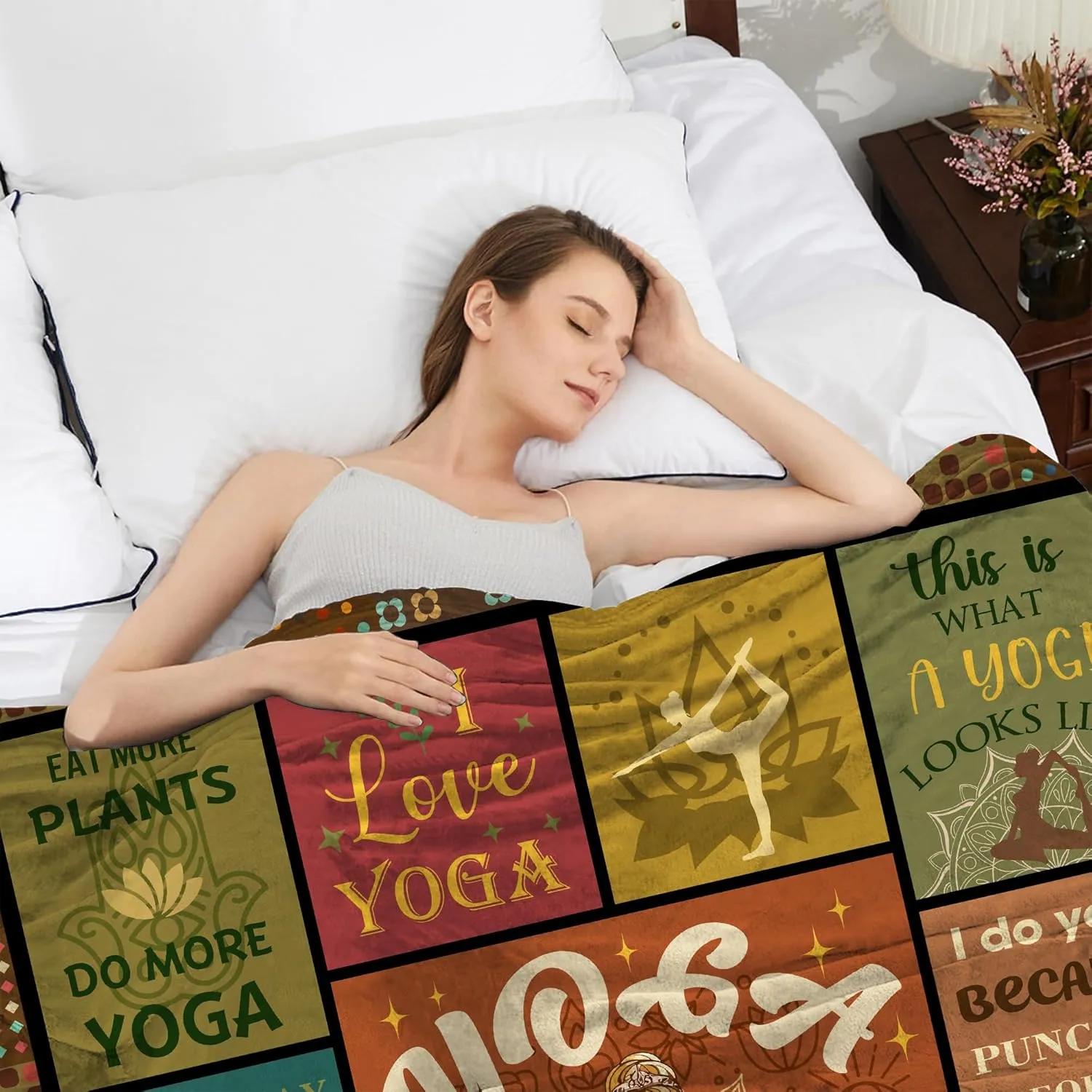 Yoga Gifts for Women Blanket 60"x50", Pilates Lover Gifts Ideas, Yoga Gifts for Yoga Instructor Teacher, Zen Meditation Gift Throws