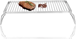 Yoidesu Folding Campfire Grill, Portable and Heavy Duty 304 Stainless Over Fire Camping Grill with Legs Carrying Bag, Outdoor Camping Grill Rack Camping Food, for BBQ, Picnic, Camping, Medium White