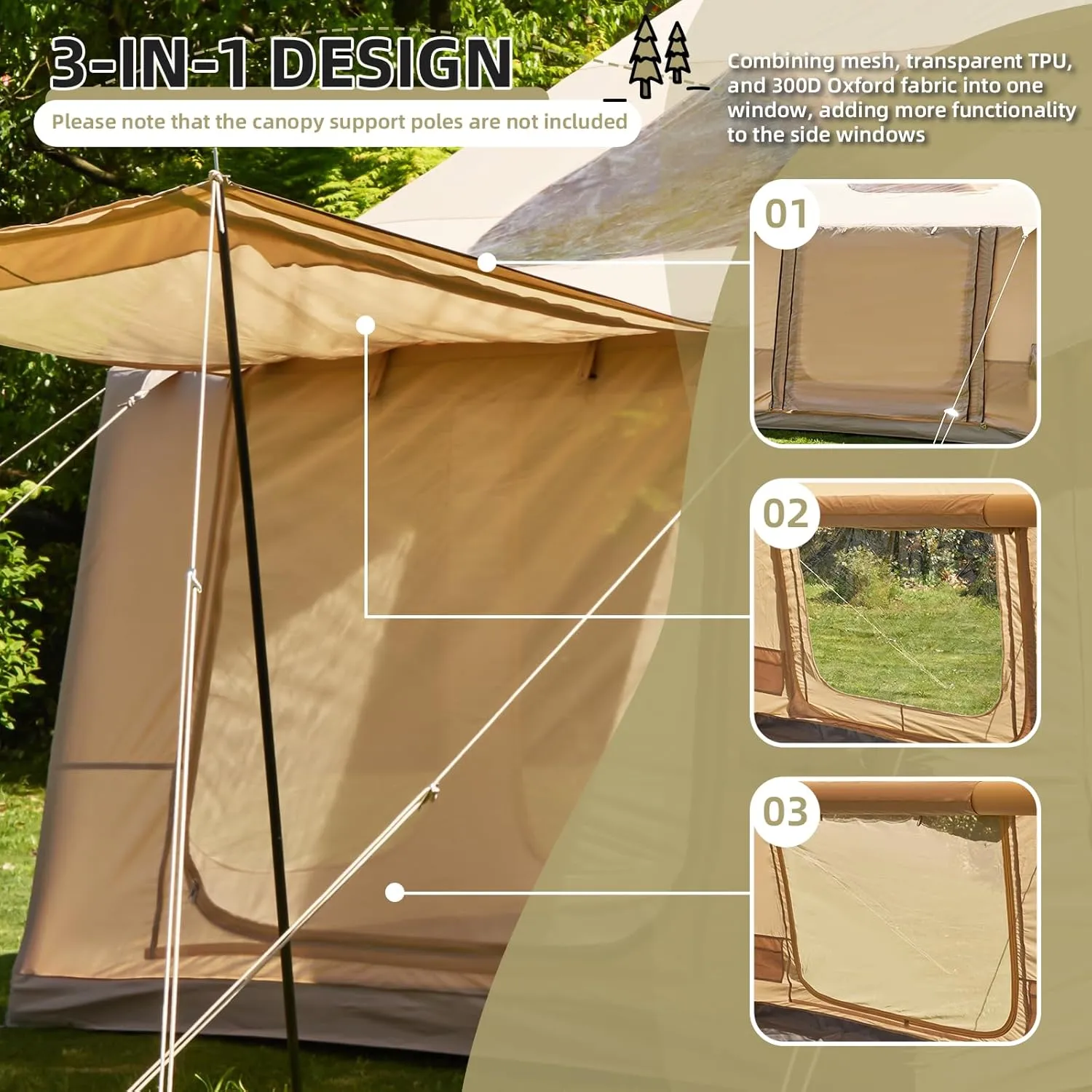 YOLENY Inflatable Tents for Camping, 4/6/8/10/12 Person Tent with TPU Skylight, Mesh Windows, Stove Jack & Pump, Easy Setup 4 Season Glamping Tent, Waterproof & Windproof