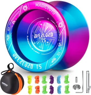 YOSTAR T5 Overlord Unresponsive Yoyo for Kids/Adults, Dual Purpose Metal Professional With Responsive Bearing for Beginners   12 Strings   Case Bag (Blue Pink Gradient)