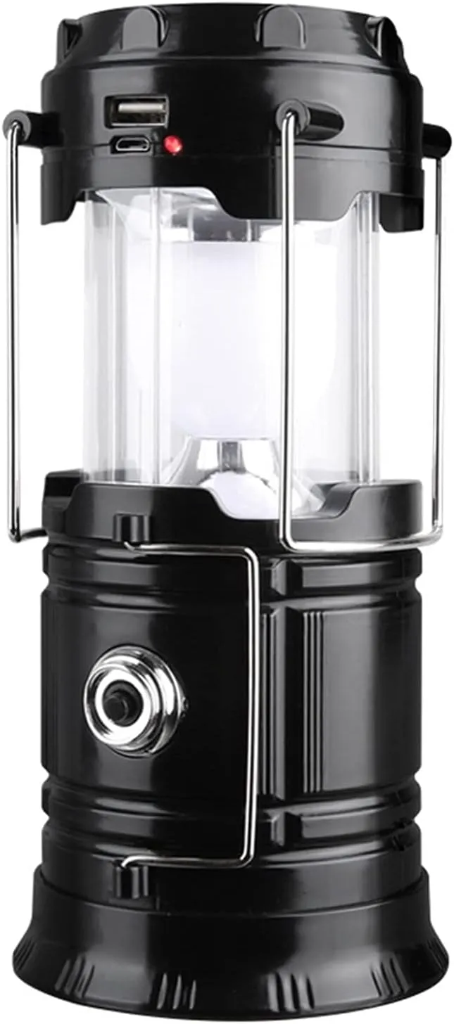 YYDS Camping Lights Solar LED Portable Camping Light USB Charging Outdoor Mobile Power Lighting Camp Lantern Collapsible Tent Light Camping Lantern (Color : C)