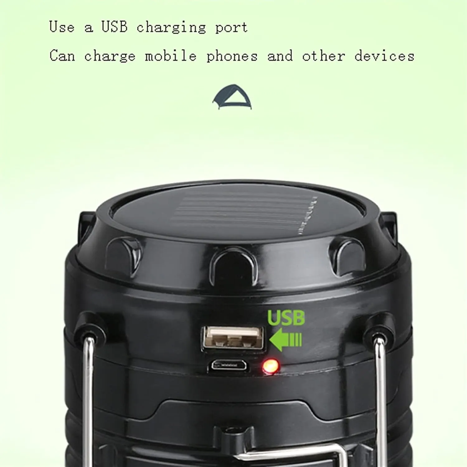 YYDS Camping Lights Solar LED Portable Camping Light USB Charging Outdoor Mobile Power Lighting Camp Lantern Collapsible Tent Light Camping Lantern (Color : C)