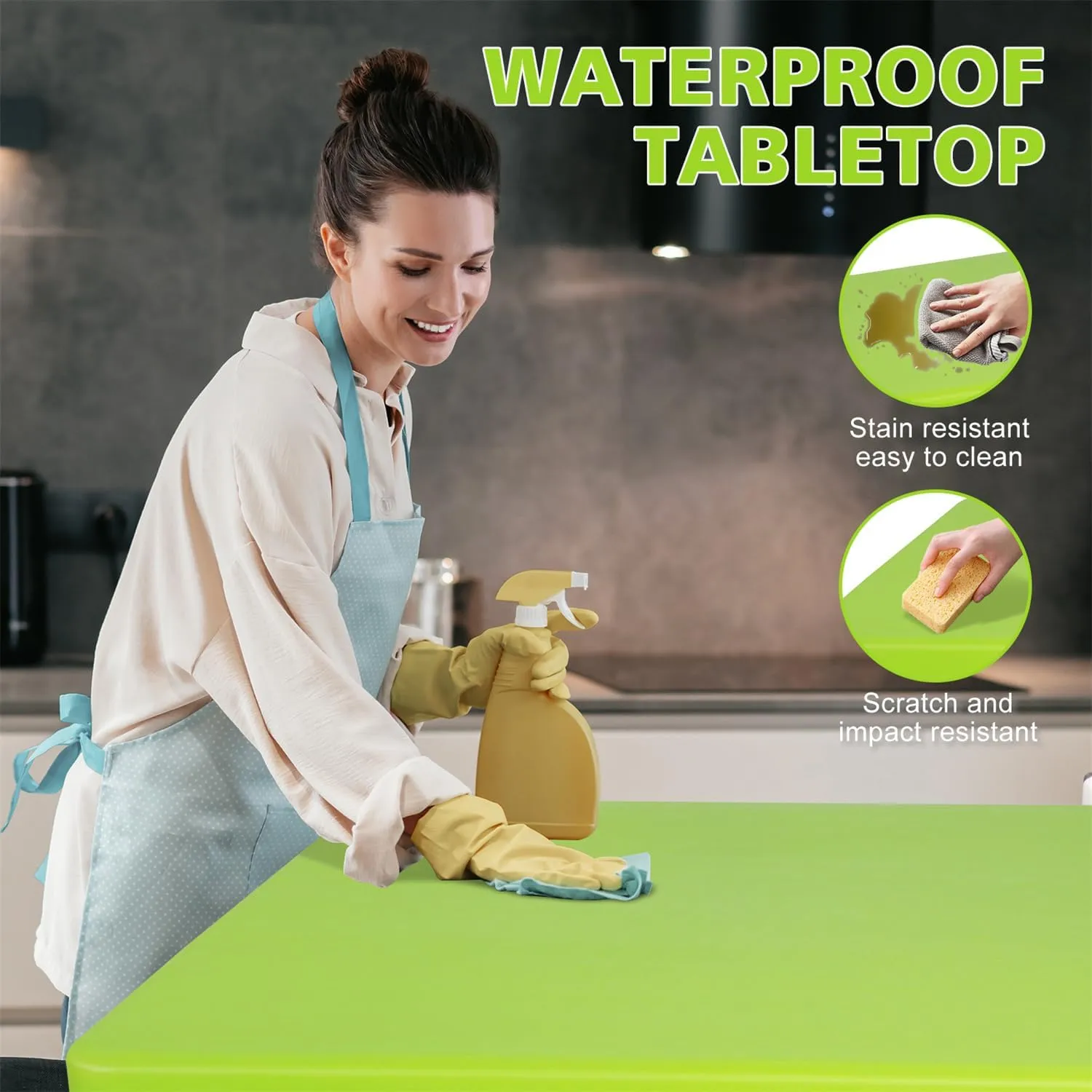 ZeHuoGe Portable Folding Table,Lightweight Picnic Party Dining Camp Table, Folding Banquet Table,Multifunctional Camping Table (Green, 4ft)