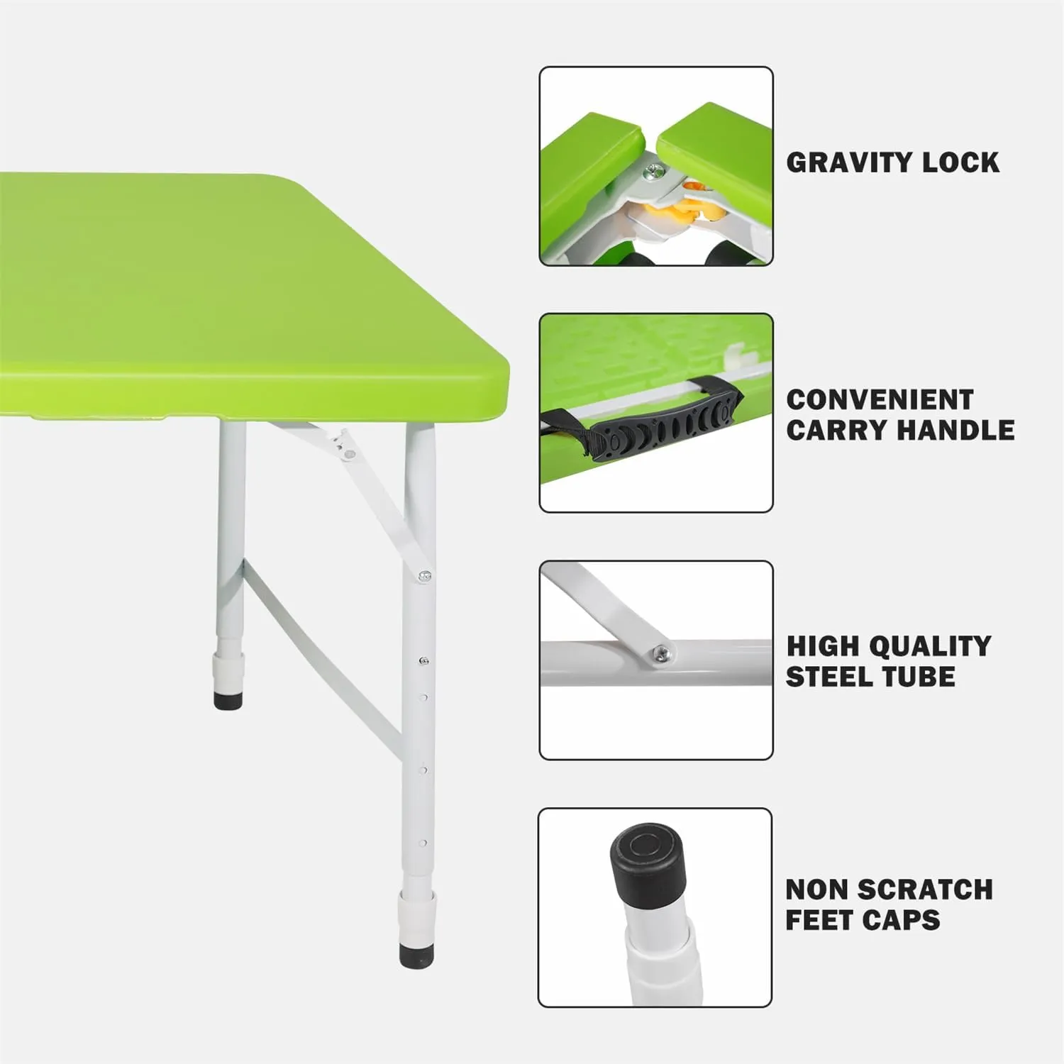 ZeHuoGe Portable Folding Table,Lightweight Picnic Party Dining Camp Table, Folding Banquet Table,Multifunctional Camping Table (Green, 4ft)