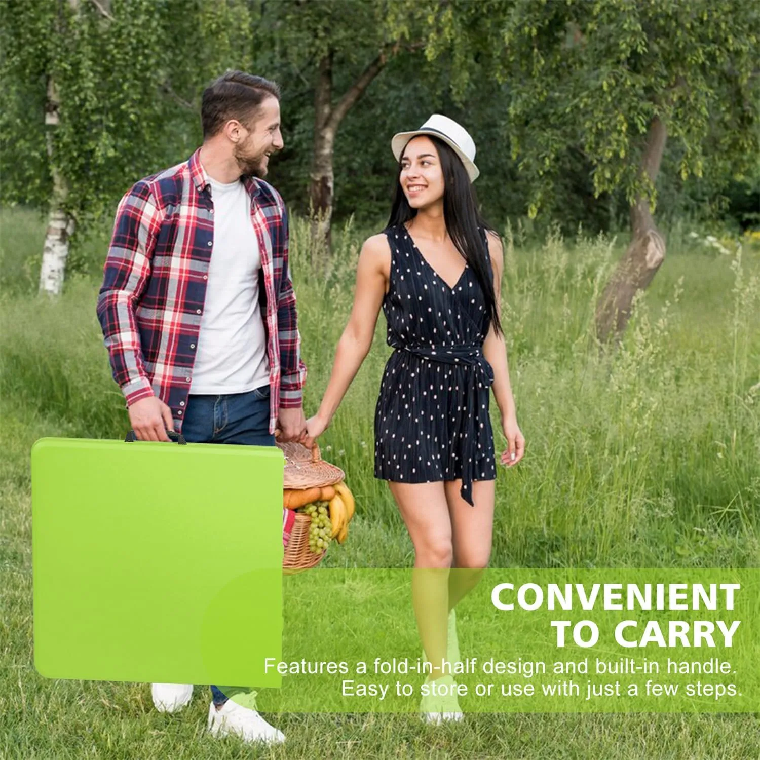 ZeHuoGe Portable Folding Table,Lightweight Picnic Party Dining Camp Table, Folding Banquet Table,Multifunctional Camping Table (Green, 4ft)