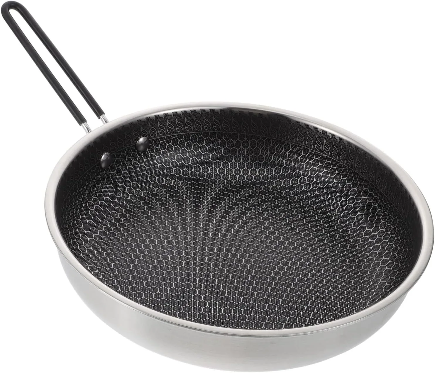Zerodeko Honeycomb Pattern Nonstick Skillet Camping Bbq Pan Folding Pot Sturdy Stainless Steel Heat Insulated Handle Easy to Clean
