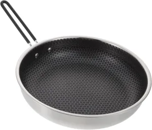 Zerodeko Honeycomb Pattern Nonstick Skillet Camping Bbq Pan Folding Pot Sturdy Stainless Steel Heat Insulated Handle Easy to Clean