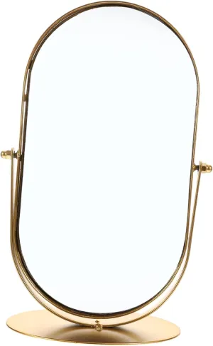 Zerodeko Vintage Metal Tabletop Makeup Mirror with Stand Elegant Decorative Mirror for Desk Portable Vanity for Bedroom and Living Room Stylish Design for Daily Use