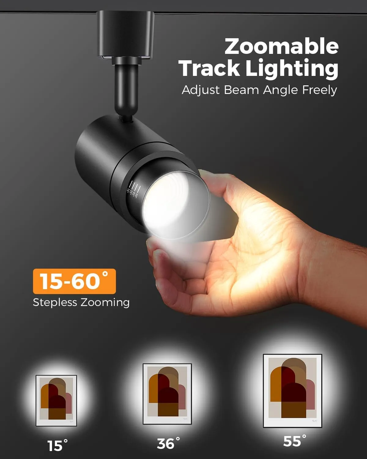 Zoomable 12-Light LED Track Lighting Kit with 13FT H Track Lighting Rail & Floating Canopy Connector, Modern Kitchen Track Lighting Fixtures Ceiling Spotlight, 12W Track Heads 3000K Black