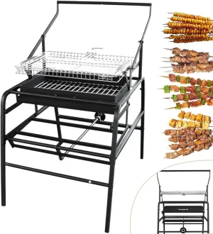 ZTGL Upgrade, Stainless Steel Rotating Grill, 360° Rotating Charcoal Grills, Portable BBQ Grill, Heavy Duty Square Outdoor Detachable BBQ Grill for Camping Park Party